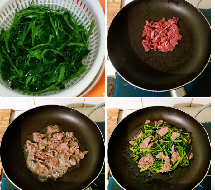 Cách làm món thịt bò xào rau muống xanh mướt chuẩn cơm mẹ nấu - Ảnh 3